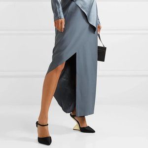 SALVATORE FERRAGAMO Black "Naturno" Satin Heels